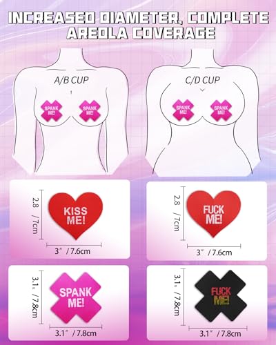 Pasties Sexy Nipple Covers 9 Pack Fun Pasty Pack for Rave Party Goth Lingerie Heart X Breast Petals with Words3