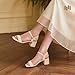 Hehainom Girls Heels Dress Shoes Square Toe Sandals Flower Girl Party Wedding Church Nude Nubuck Little Big Kid Size 4 Shoes