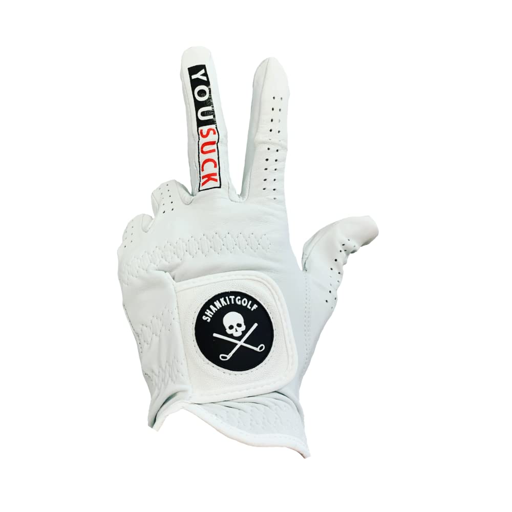 SHANKITGOLF You Funny Golf Glove - Pro Made Cabretta Leather Compression-Fit Glove for Men and Women, Breathable, Lasting Stable Grip, Super Soft, Golf Gift