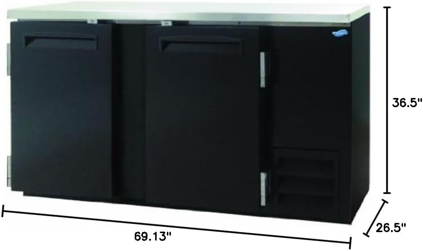 Back Bar Bottle Coolers, Refridgerant, 2 Doors with 4 Shelves, 19 Cubic Feet