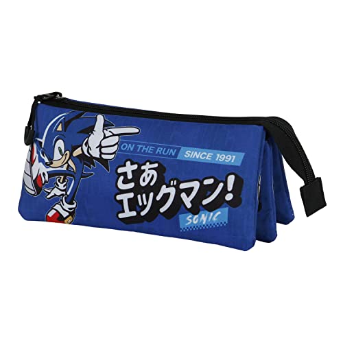 Sonic The Hedgehog - SEGA Sega-Sonic On the Run-FAN Triple Pencil Case 2.0, Blue, 23 x 11 cm