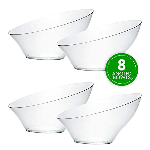Plasticpro Disposable Angled Plastic Bowls Round Small Serving Bowl, Elegant for Party's, Snack