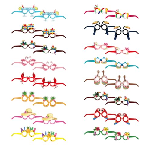 32 Pezzi Occhiali da Festa Hawaiana, Occhiali da Sole Divertenti,cchiali di Carta per Feste Tropicali Hawaii Bomboniere, Occhiali da Festa per Bambini e Adulti, Gadget Hawaiani per Feste