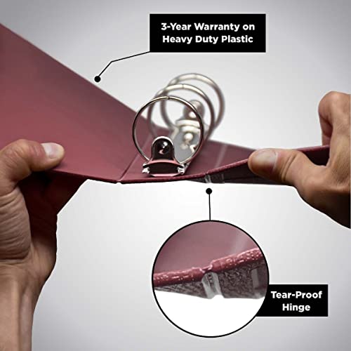 Carstens 2- Inch Heavy Duty 3-Ring Binder - Side Opening, Wine #TOP3