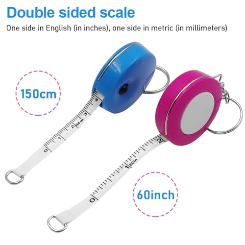 Cinta métrica portátil de 150cm con doble escala y llavero miniatura 5