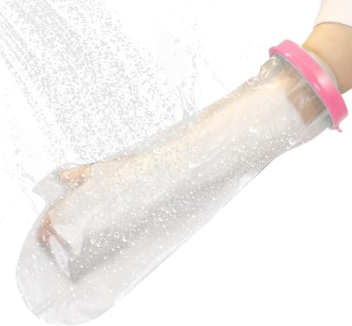CIVJET Waterproof Cast Covers for Shower Arm Adult, Arm Sling for Swimming/Showering after Surgery, Short Bath & Shower Cast & Wound Cover Protector, Broken Hand/Wrist Sleeve recovery supplies, Pink