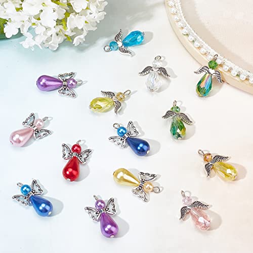 Sunnyclue 1 Box 30Pcs Angel Charms Thanksgiving Guardian Angel Charms Bulk Fairy Wing Colorful Pearl Beads Easter Christmas Charms For Jewelry Making Charm Party Favor Diy Keychain Earrings Craft #TOP3