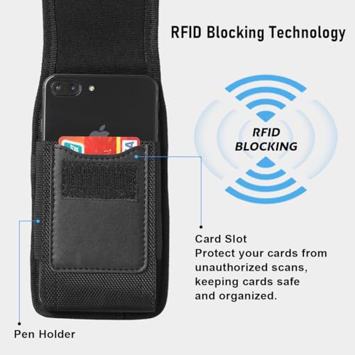 Belt Phone Holder for iPhone 17 17 Pro 16 Pro 16e 15 15Pro 14 13 12 11 Xs 10 X XR,Premium Nylon Phones Pouch with Belt Clip Cell Phone Holder - image 3