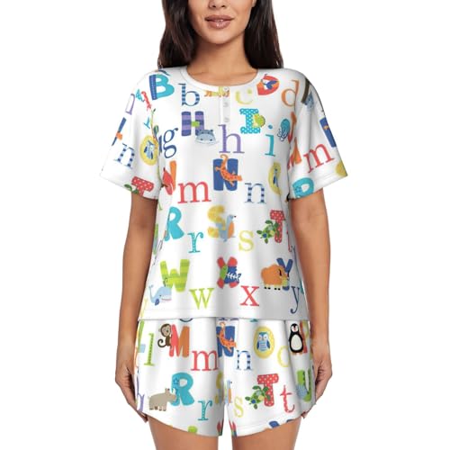 Pijama de mujer de 2 piezas que evita el calor nocturno con pantalón suave estampado
