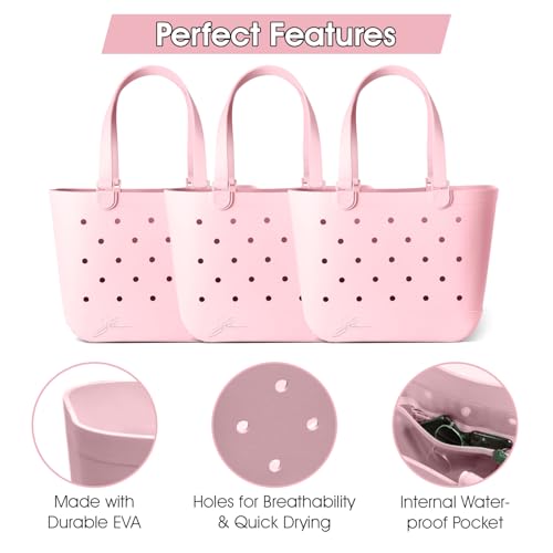 Waterproof Rubber Beach Tote Bag for Women - Extra Large Tote Bag for Beach, Pool, Boat, Shopping, Picnic, Comping and Fitness Gym - with secure Zip Pocket inside.3