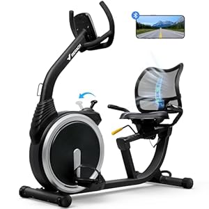 MERACH Recumbent Exercise Bike, High-end Magnetic Stationary Bike with Smart Bluetooth and Exclusive App Connectivity, LCD, Heart Rate Handle, Ideal for Home