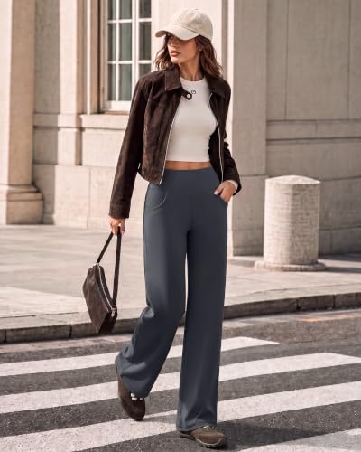 Image of Promover Wide Leg Pants for Woman Yoga Pants with Pockets Stretch