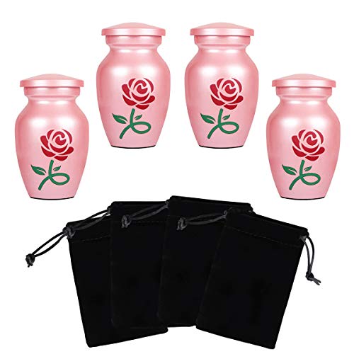 ICOKEE Rosa Rosen Mini-Urnen Set (4 Stück)