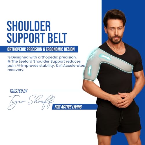 Image of Leeford Shoulder Support Belt for Pain Relief | Shoulder Belt with Neoprene Material | Rotator Cuff Brace for Men and Women | Right and Left Shoulder Support for Recovery