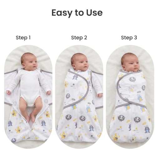 Image of Organic swaddle sleep sack 3-6 months, Easy Zipper Swaddle, Breathable 100% Cotton, 3-Way transitional sleep sack