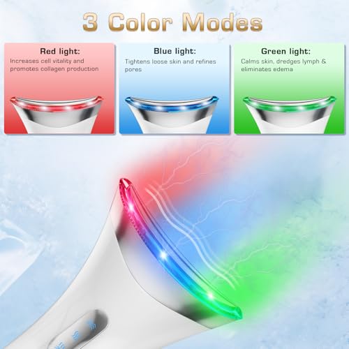 Facial Massager Face Lifting Device: Electric Skin Tightening Machine Neck Lift with 45°C Heat EMS Massage - 3 LED Microcurrent Wand Anti-Wrinkle - Anti-Aging Neck Eye Massagers for Skin Care - Image 4