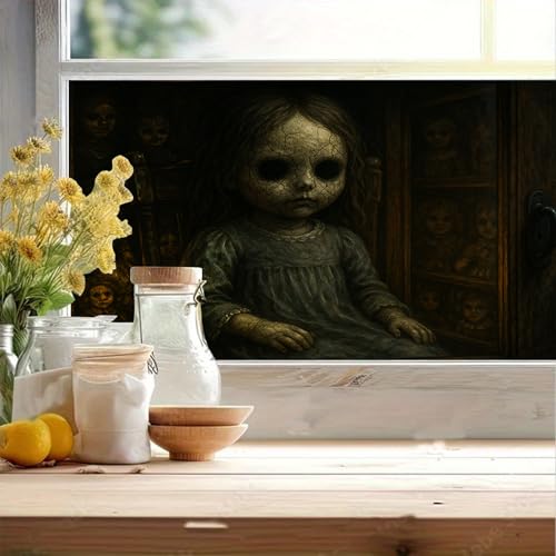 Película de privacidad para ventana muñeca espeluznante 39.3x17.7 pulg miniatura 2