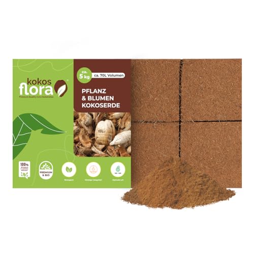 KOKOSFLORA Kokoserde – 70L Maxiblock – Blumenerde- Torffrei...