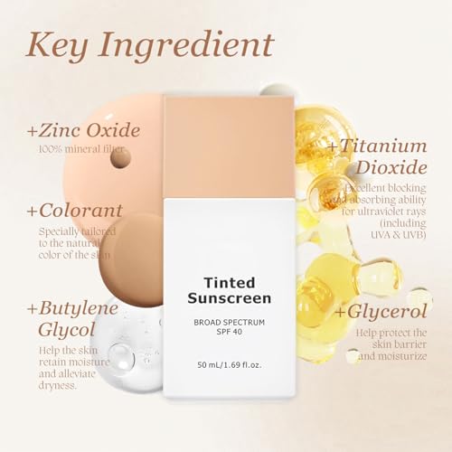 Tinted Sunscreen for Face SPF40 | Daily Tinted Sunscreen for Body | Korean Moisturising Fluid with Hyaluronic Acid | Mineral Moisturizer with Zinc Oxide|Broad Spectrum UVA/UVB Protection|Lightweight - Image 6