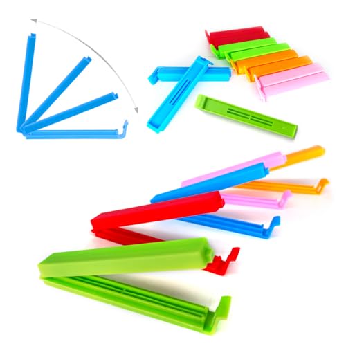 ANMOYIXIA Verschlussclips 20 Stück, Tüten Verschluss Clips Für Tüten, frischhalteclips Tütenclips Klammern 9/11cm, Bunte Clips für Verpackung (20 PCS(5 Farben))