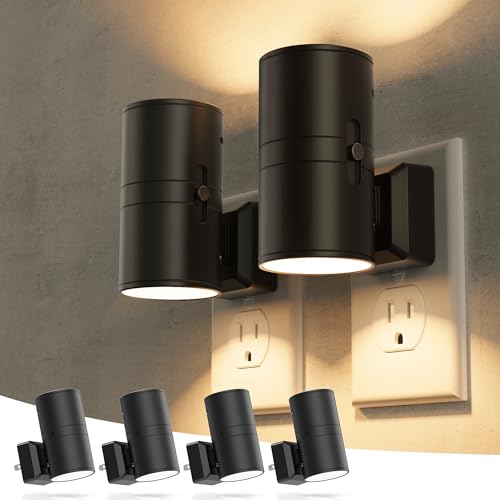 Image of Briignite Night Lights Plug into Wall, Modern LED Night Light Plug in, Dusk to Dawn Sensor, Soft White 3000K, 0-100LM Adjustable Brightness, Dimmable NightLight for Hallway, Bedroom, Stairway, 4 Pack