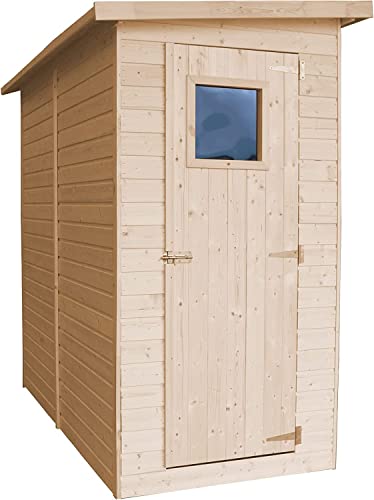 TIMBELA Gartenhaus Holz H203x123x223 cm/2.1 m² mit 17 mm Wandstärke - Geräteschuppen Holz ohne Boden, Gartenhütte Holz, Fahrrad Schuppen, Gerätehaus - Wasserfestes Dach M348A