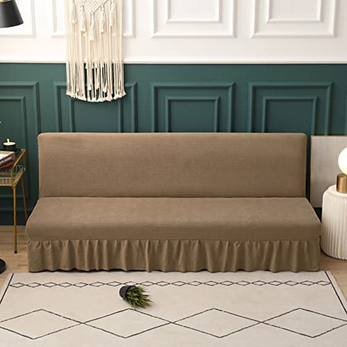 Funda de sofá futón para sofá de dos plazas sin brazos, elástica y resistente a las manchas, antideslizante, con faldón con volantes, protector de muebles para sala de estar