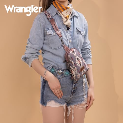 Image of Wrangler Small Sling Bag for Women, Leather Crossbody Bags Cross Body Purse Fanny Packs with Adjustable Strap for Gift