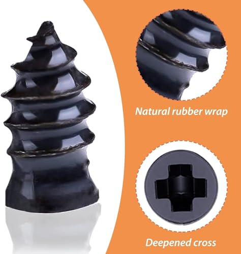 Woffely 20 Pc's Tire Repair Rubber Nail and Screw Set - Fast Repair Tool for Car and Motorcycle Punctures, Black