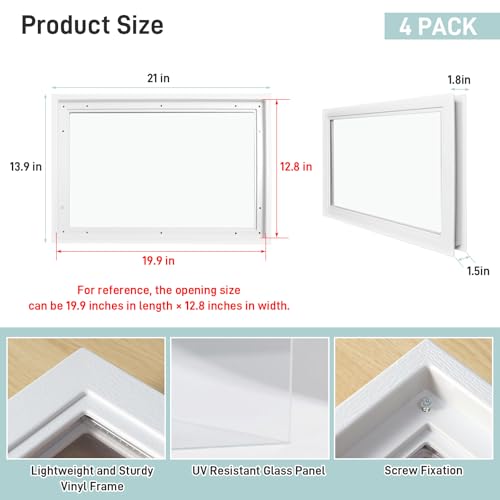 4 Pack Garage Door Window Inserts, 20.8 x 13.8 Inch Clear Acrylic Panel, Thick Vinyl Replacement Window Insert, UV Resistant for Garage Door DIY Installation by Kerty - Image 2
