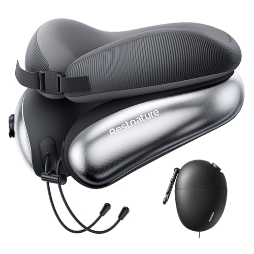 Image of Neck Pillow for Traveling, Travel Pillows for Airplanes, Adjustable Neck Pillow Airplane Travel Essentials - 2 Layer Patented | Inflatable Air Loop & Memory Foam for 360 Ergonomic Support