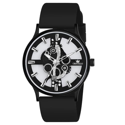 Image of CRESTELLO Silicone Strap Analog Wrist Watch for Men (Black /Blue /Green /Brown /Grey) | 1 Year Warranty* | CR-BK254