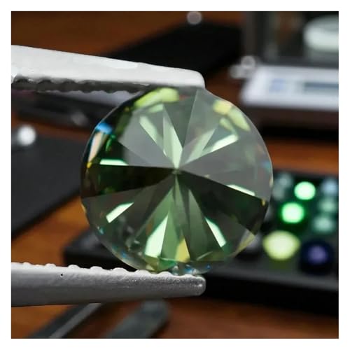 Moissanite jaune vert taille ronde diamant de laboratoire - 5