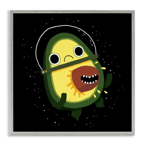 'Green Frowning Avocado Seed Outer Space'| Framed Giclee Art