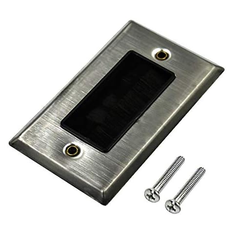 Dahszhi Brush Wall Plate Stainless Steel Cable Pass Through Insert for Wires, Single Gang Cable Access Strap, Wall Socket for HDTV, Home Theater Systems Cover