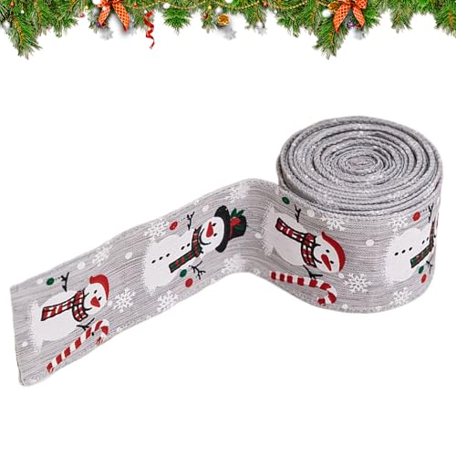 Cinta de Navidad | Lazo de Muñeco de Nieve para Lazos - 5 Metros Cinta Decorativa Para Guirnaldas Árbol Cumpleaños Globos Fiestas Cabello