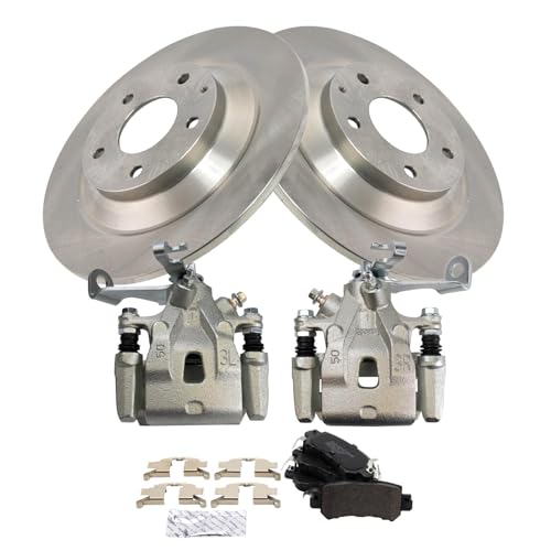Image of TRQ Rear Brake Pad and Rotor Set Semi Metallic Rotors Calipers | For 2013-2015 Mazda CX-5