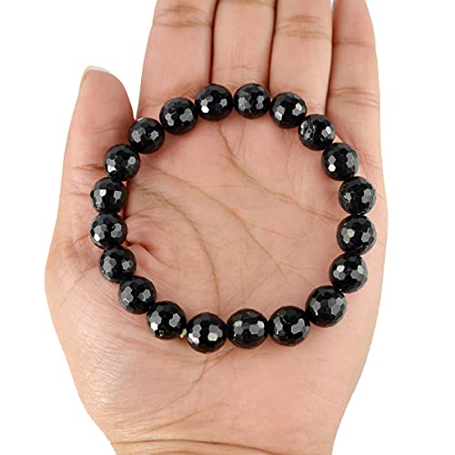 Image of Reiki Crystal Products Certified Natural Crystal Stone Diamond Cut /Faceted 10 mm Beads Bracelet for Men & Women | Reiki Charged Gemstone Jewellery | Multiple Stone Variants Available