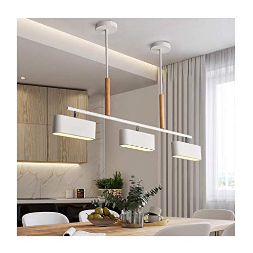 Lustre plafonnier LED blanc en fer et bois pour décorer votre salon