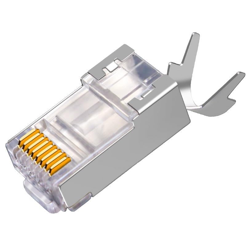 RJ45 Netzwerkstecker Set für Cat7 und Cat6A Verlegekabel, 10 Stück, Pass Through Design, Geschirmt, inklusive Knickschutz und Einfädelhilfe, Geeignet für Switch, TV, PS4, ADSL,...