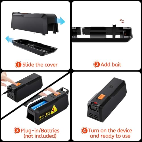 Image of Electric Mouse Trap Electronic Mice Zapper with High Voltage Mouse Traps Indoor for Home Portable Mouse Catcher for Living Room Bedroom Closet Pantry Battery or Plug in Reusable