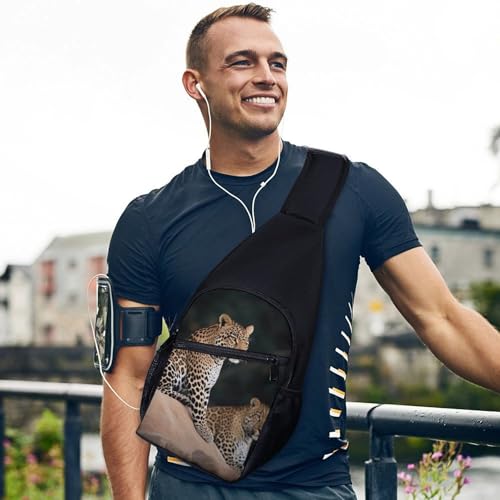 Mochila tipo sling African Leopard blanca para senderismo miniatura 3