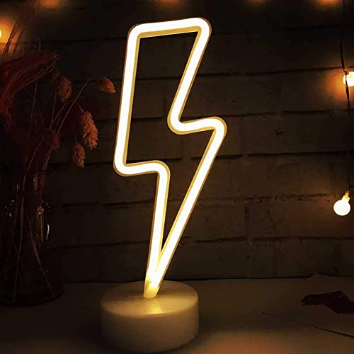 XRR Lampe LED néon, Éclair Enseigne Lumineuse au Néon Veilleuse Nuit Signes USB/néon à piles Décoration Murale pour chambre d'enfant, salon, bar, fête, Noël, mariage Cover