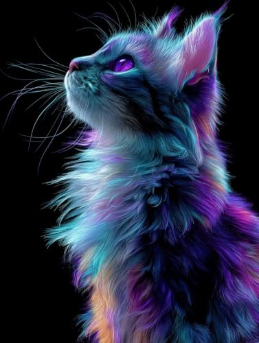 Cuadros para pintar por números de salón moderno con diseño de gato grande