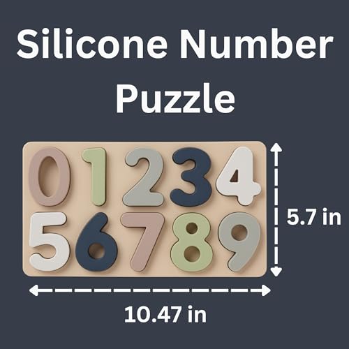 Image of Ali+Oli Baby Soft Silicone Number Puzzle Toys for Toddlers (11 Piece Set) - Montessori Learning Puzzle - Silicone Number Shape Sorter Toy