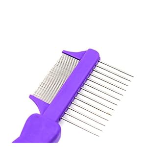 Hertzco Double-Sided Comb Hair Brush & Dog/Cat Grooming Kit – Closely Spaced Metal Pins – Detangling, Dog Combs, & Round Brushes – Hair Comb Tool (Double-Sided)