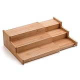 TAKMOO Estante Expandible de 3 Niveles para Especias, Organizador de Almacenamiento de Bambú, Marrón, para Cocina y Baño