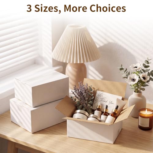 Image of RLAVBL 30 Pack Shipping Boxes Assorted Sizes 8x6x4 & 9x6x4 & 10x7x5, White Corrugated Cardboard Mailers for Packing, Mailing, Business