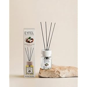 EYFEL Reed Diffusers for Home – Coconut Reed Diffuser Set 4.05 fl oz Oil Diffuser Sticks, Bathroom Diffuser, Bedroom Diffuser, Home Fragrances, Scented Sticks, Home Décor EYFEL Reed Diffusers for Home–Coconut Reed Diffuser Set 405 fl oz Oil Diffuser Sticks Bathroom Diffuser Bedroom Diffuser Home Fragrances Scented Sticks Home Decor
