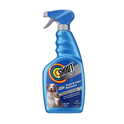 SHOUT for Pets Pro Strength Stain and Odor Remover Spray | Carpet and Upholstery Product for Pets and Pet Households in Fresh Scent | Stain Remover Product for Pets, 32 Ounces